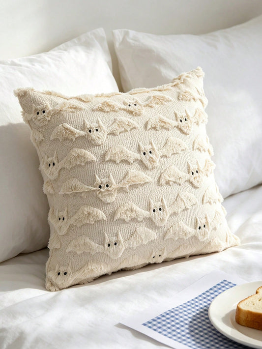 1pc 45*45cm Halloween Bat Quilted Pillowcase, Hidden Zipper Pillow Cover, Home Decor Halloween Decoration For Living Room, Bedroom, Sofa, No Pillow Insert