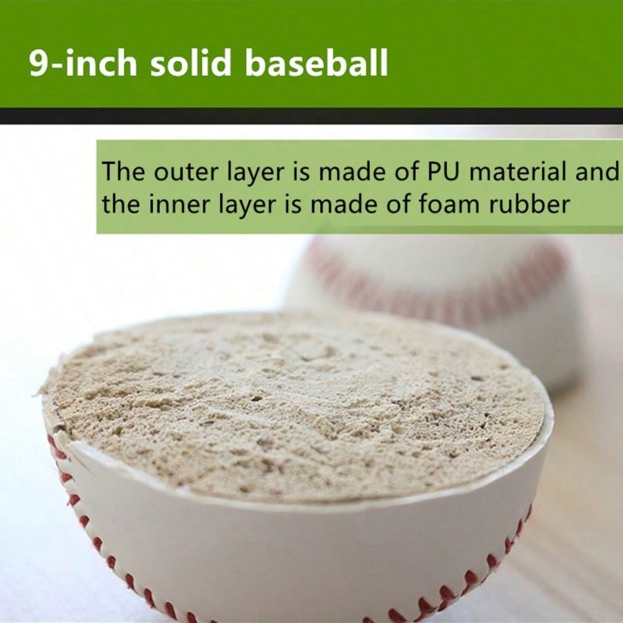 1pc 9 Inch Solid Baseball, For Baseball Pitching Training. Outer Layer Made Of PU Material, Inner Layer Made Of Foam Rubber Material