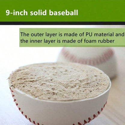 1pc 9 Inch Solid Baseball, For Baseball Pitching Training. Outer Layer Made Of PU Material, Inner Layer Made Of Foam Rubber Material