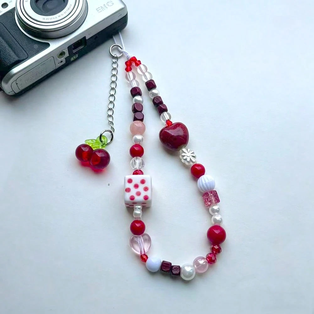 1pc Acrylic Bow Phone Chain CCD Camera Pendant Keychain Phone Case Accessory Phone Lanyard
