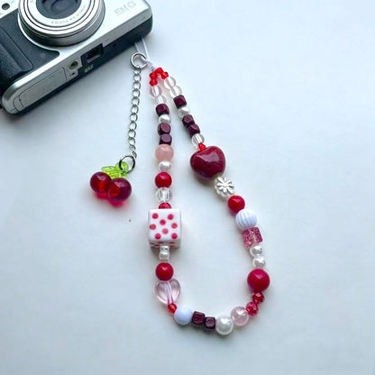 1pc Acrylic Bow Phone Chain CCD Camera Pendant Keychain Phone Case Accessory Phone Lanyard