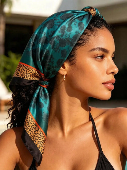 1pc All-Season Square Scarf New Style Luxury Soft Silk Scarf Women's Square Scarf Popular Print Shawl Fashion 35.43inch Headscarf 90*90cm Floral Silk Scarf Casual Polyester Fiber