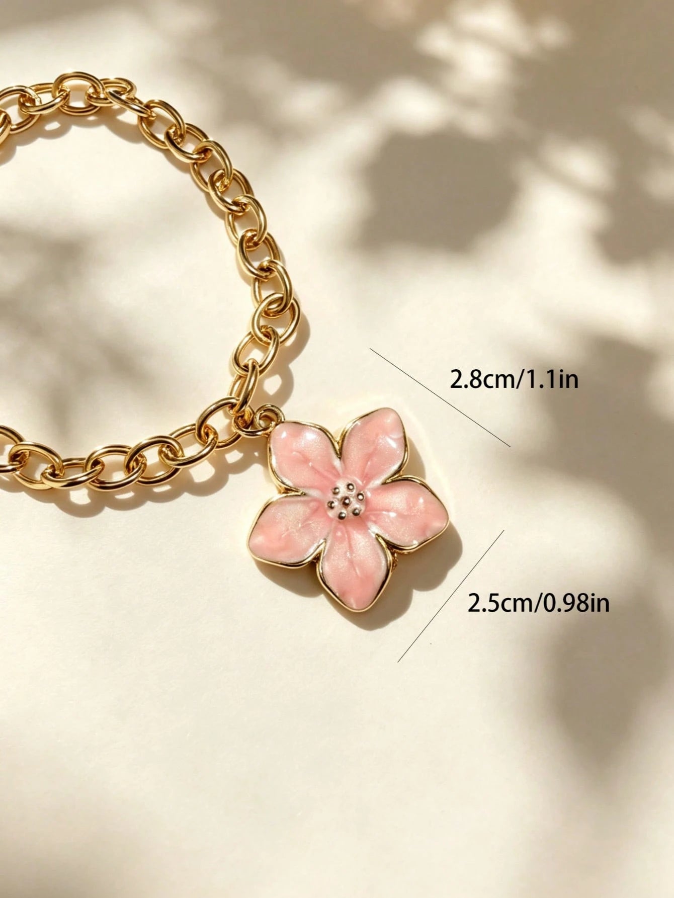 1pc Alloy Cherry Blossom Gold Chain Car Gear Shift Decoration, Car Hanging Ornament