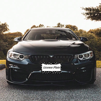1pc, Aluminum License Plate Cover, Dense Bat Design- Black And White Metal Frame, Suitable For Cars, Suitable For American Vehicles, Scratch-Resistant, Includes Screw Cover, Vehicle Decoration Acces