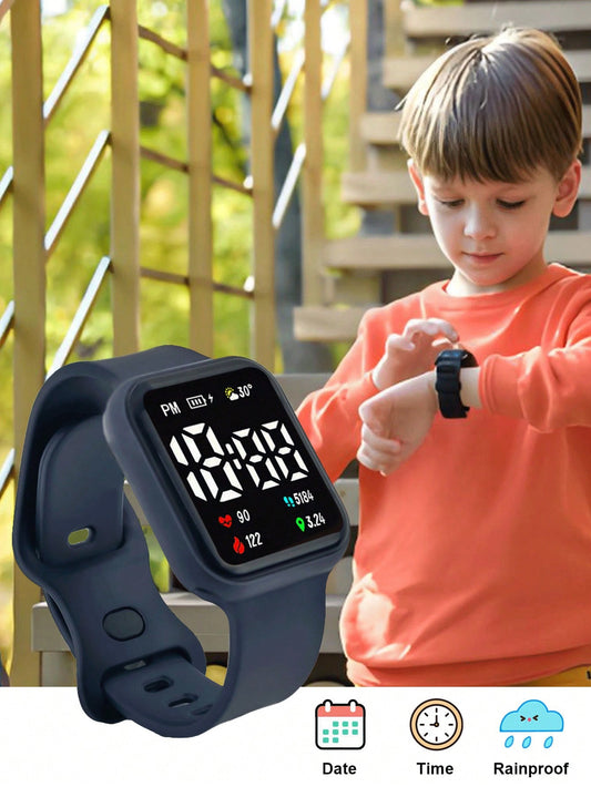 1pc Battery Operated Electronic Watch, Elegant Dial, LED Digital Display, TPU Soft Breathable Strap, Suitable For Students, Children, Sports, Outdoor, Gifts, Festivals