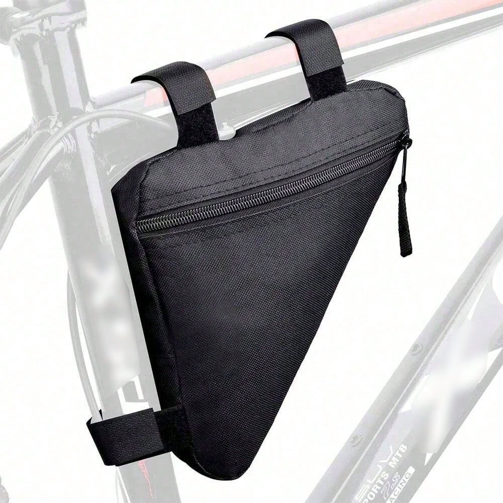 1pc Black Bicycle Triangle Bag, Mountain Bike Front Frame Top Tube Tool Bag, Bicycle Handlebar Saddle Bag And Bicycle Accessories