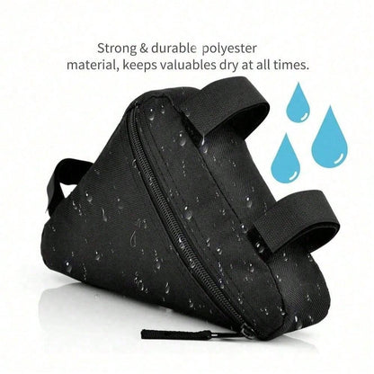 1pc Black Bicycle Triangle Bag, Mountain Bike Front Frame Top Tube Tool Bag, Bicycle Handlebar Saddle Bag And Bicycle Accessories