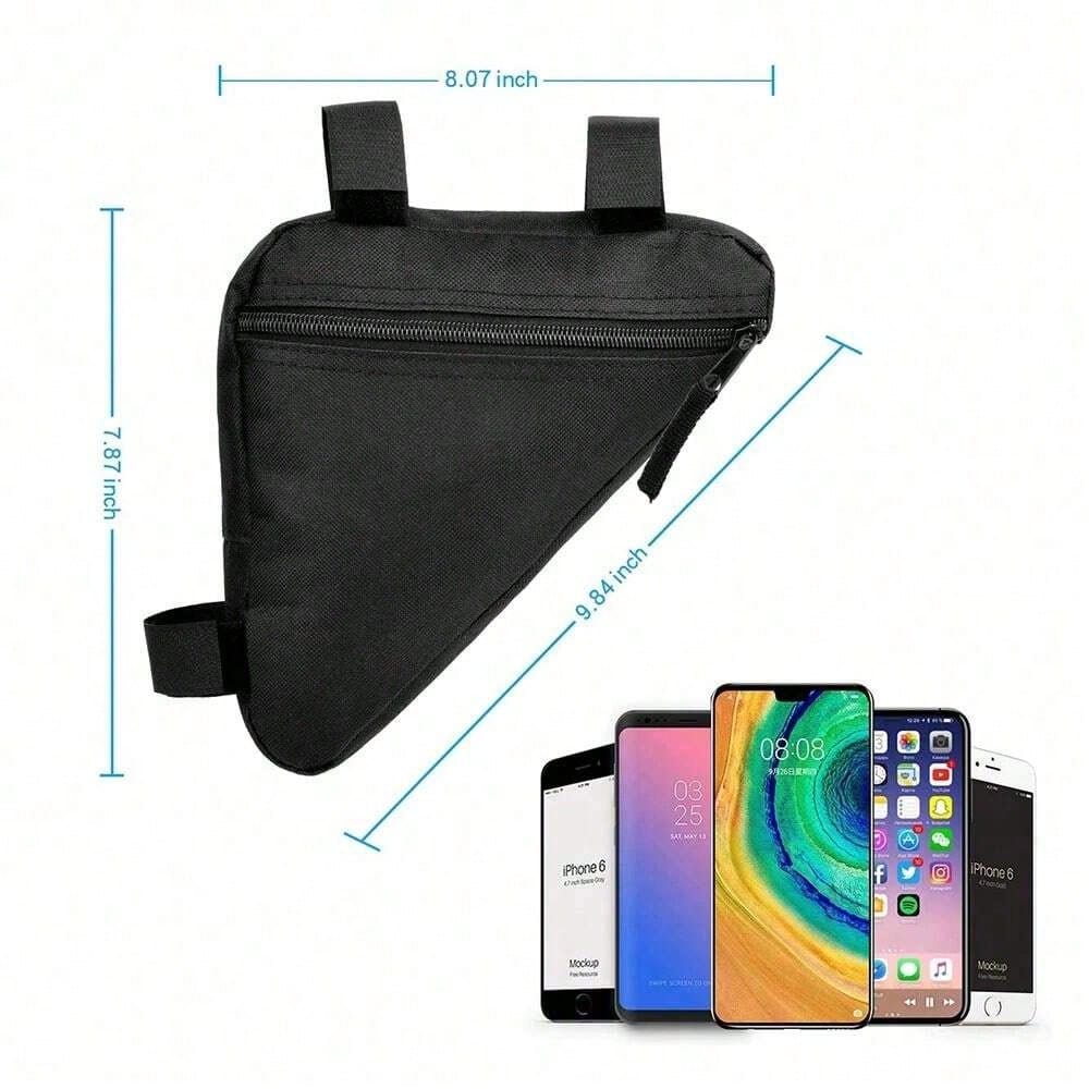 1pc Black Bicycle Triangle Bag, Mountain Bike Front Frame Top Tube Tool Bag, Bicycle Handlebar Saddle Bag And Bicycle Accessories