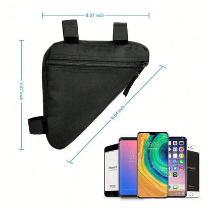 1pc Black Bicycle Triangle Bag, Mountain Bike Front Frame Top Tube Tool Bag, Bicycle Handlebar Saddle Bag And Bicycle Accessories