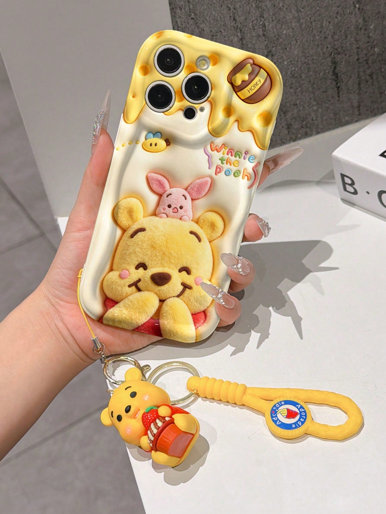 1pc Blue Purple Gradient Foil Texture Cute Ghost Phone Case Compatible With Apple 18Promax/11/12/13/14plus/15/16/17pro