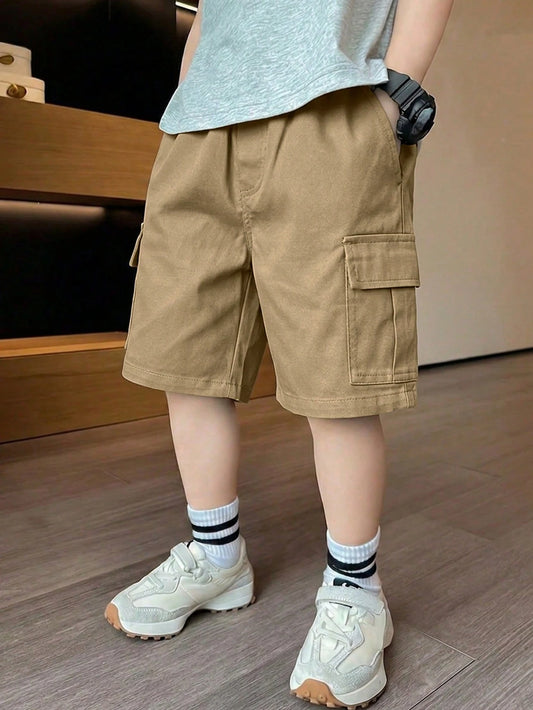 1pc Boys Streetwear Cool Fashion Versatile Casual Comfortable Commute College Vacation Daily Home Wear Durable Soft Large Pocket Straight Leg Cargo Shorts Spring Summer Autumn