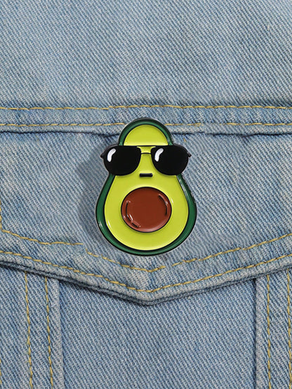 1pc Cartoon Fruit Avocado Metal Brooch, Cute Pin Badge For Friends, Suitable For Men And Women Daily Wearing