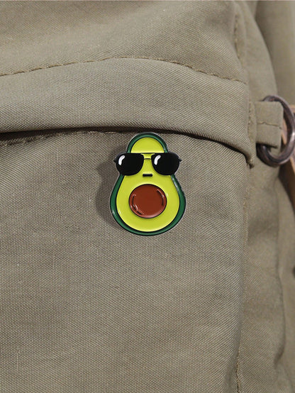 1pc Cartoon Fruit Avocado Metal Brooch, Cute Pin Badge For Friends, Suitable For Men And Women Daily Wearing