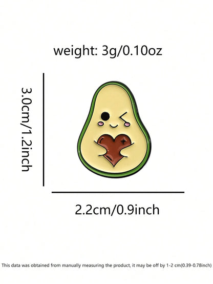 1pc Cartoon Fruit Avocado Metal Brooch, Cute Pin Badge For Friends, Suitable For Men And Women Daily Wearing