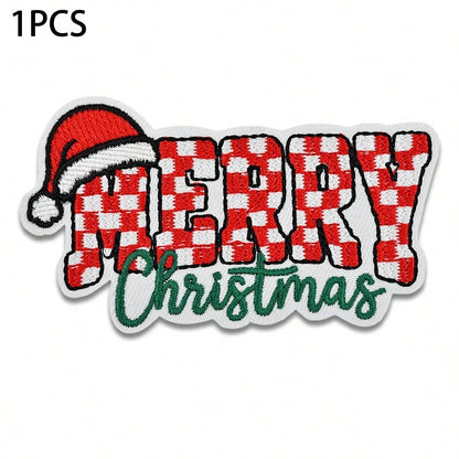 1pc Christmas Theme "MERRY Christmas" Iron-On Embroidered Patch, Suitable For Jeans, Hats, Jackets, Backpacks- Holiday Decoration & Commercial Promotion- Small Business Wholesale Decor, Fabric Patch