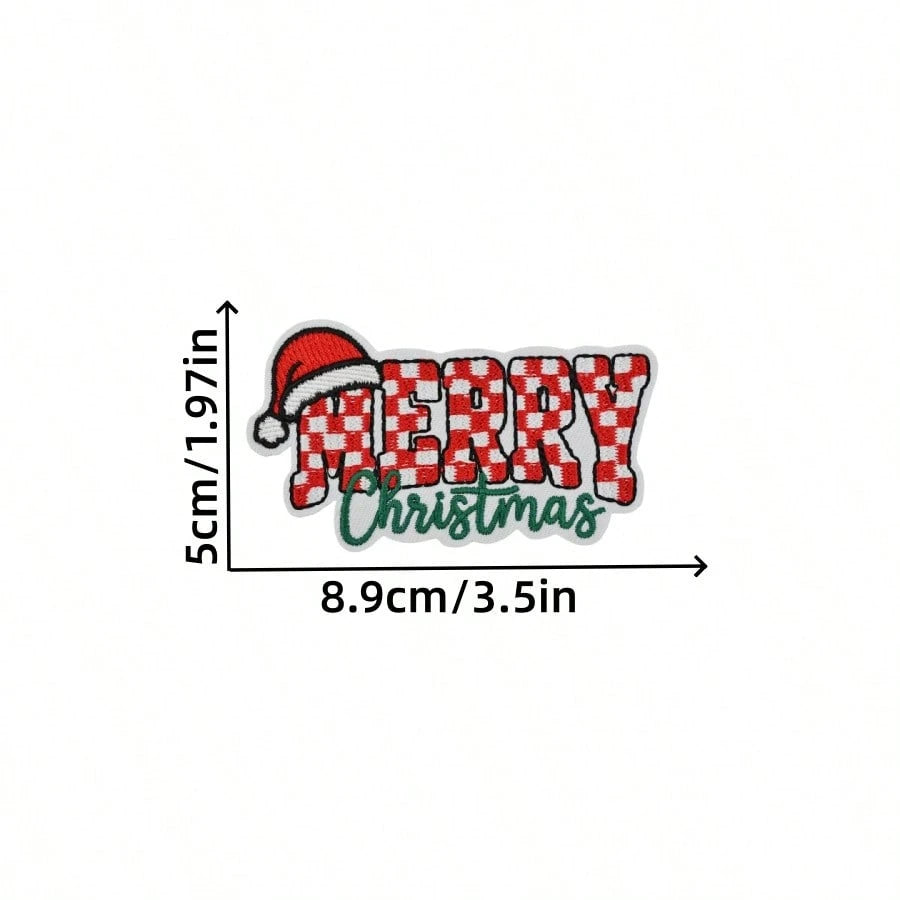 1pc Christmas Theme "MERRY Christmas" Iron-On Embroidered Patch, Suitable For Jeans, Hats, Jackets, Backpacks- Holiday Decoration & Commercial Promotion- Small Business Wholesale Decor, Fabric Patch