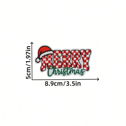 1pc Christmas Theme "MERRY Christmas" Iron-On Embroidered Patch, Suitable For Jeans, Hats, Jackets, Backpacks- Holiday Decoration & Commercial Promotion- Small Business Wholesale Decor, Fabric Patch