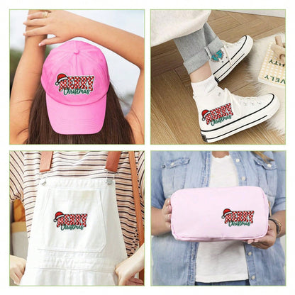 1pc Christmas Theme "MERRY Christmas" Iron-On Embroidered Patch, Suitable For Jeans, Hats, Jackets, Backpacks- Holiday Decoration & Commercial Promotion- Small Business Wholesale Decor, Fabric Patch