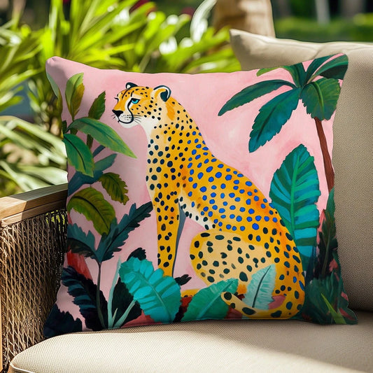 1pc Colorful Cheetah Print Throw Pillow Cover, Plush Velvet Fabric, 45*45/50*50/40*40CM Cushion Cover Suitable For Modern Living Room Sofa Decor, Gift