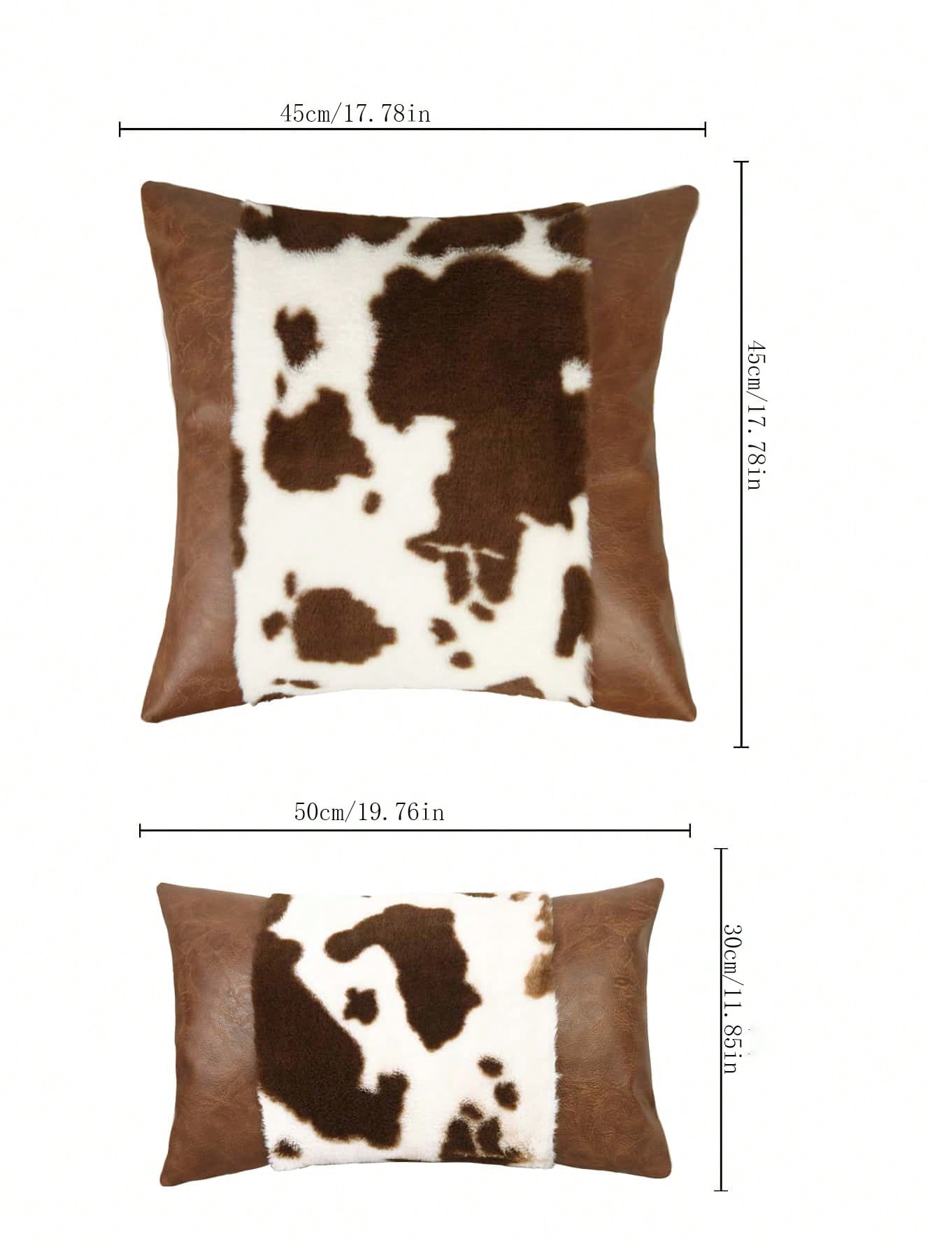 1pc Cow Print Plush Pillow Cover, Pillow Insert Not Included
