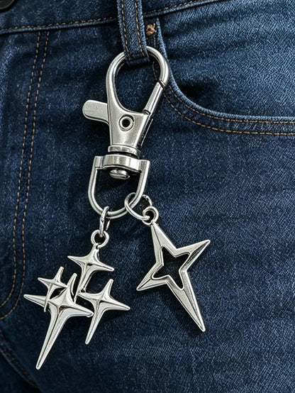 1pc Creative Four-Pointed Star Pants Chain, Keychain Pendant, Alloy Star Moon Decor For Phone/Bag, Suitable For Daily Wear, Y2K Aesthetic