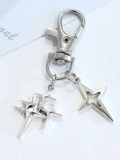 1pc Creative Four-Pointed Star Pants Chain, Keychain Pendant, Alloy Star Moon Decor For Phone/Bag, Suitable For Daily Wear, Y2K Aesthetic