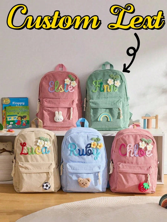 1pc Customized Backpack, Handmade Backpack, Personalized Letter Backpack, Handmade Embroidered Memorial Backpack, Travel Backpack, Gift For Girlfriend, Gift For Mom, Bridal/Bridesmaid Party Gift, Back