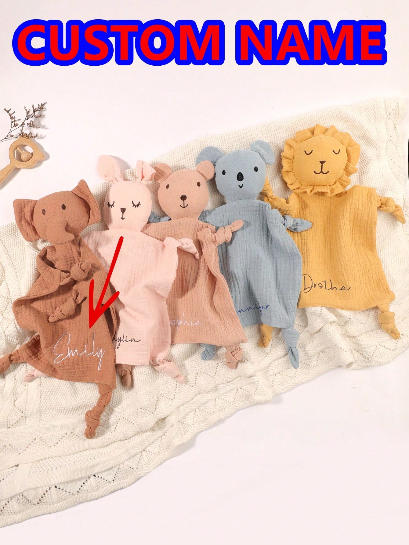 1pc Customized Embroidered Name Soft Baby Comforter Blanket, Pink Blue Yellow, Baby Newborn Essentials, Gender-Neutral Design