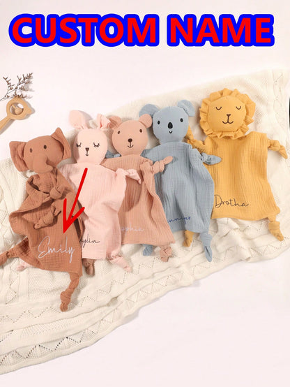 1pc Customized Embroidered Name Soft Baby Comforter Blanket, Pink Blue Yellow, Baby Newborn Essentials, Gender-Neutral Design