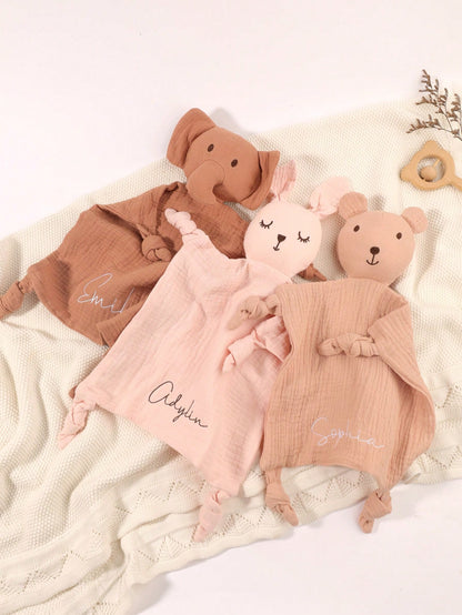 1pc Customized Embroidered Name Soft Baby Comforter Blanket, Pink Blue Yellow, Baby Newborn Essentials, Gender-Neutral Design