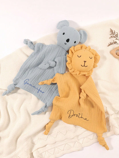 1pc Customized Embroidered Name Soft Baby Comforter Blanket, Pink Blue Yellow, Baby Newborn Essentials, Gender-Neutral Design