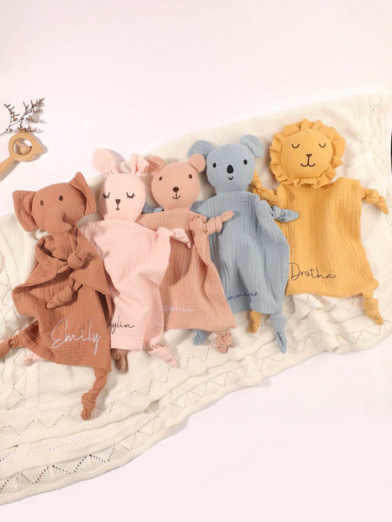 1pc Customized Embroidered Name Soft Baby Comforter Blanket, Pink Blue Yellow, Baby Newborn Essentials, Gender-Neutral Design
