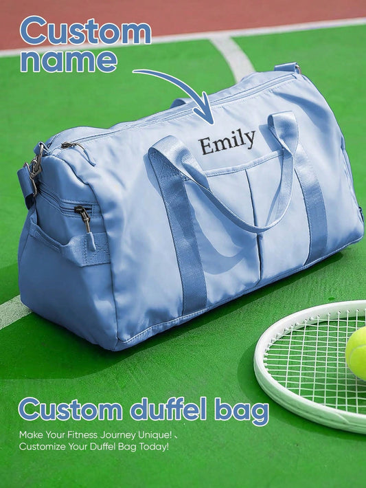 1pc Customized Name Fitness Bag, Personalized Travel Bag (Name Printable), Personalized Large Capacity Waterproof Gym Bag, Customized Multi-Function Portable Shoulder Bag, Customized Travel Bag