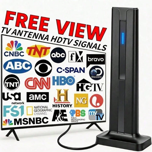 1PC Digital TV Antenna Amplified Long Range 4K HD Reception Indoor Outdoor HDTV Antenna With Signal Booster Black Design 18AWG Coaxial Cable For Smart TV Home Apartment RV Camping,4K TV Antenna, Smart