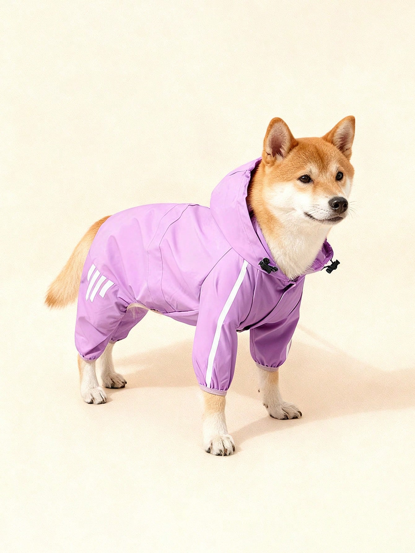 1pc Dog Waterproof Jacket Raincoat, Reflective Hooded Rain Jacket For Small Dogs Cats, Lightweight Dog Clothes With Leash Hole, Windproof Snowproof