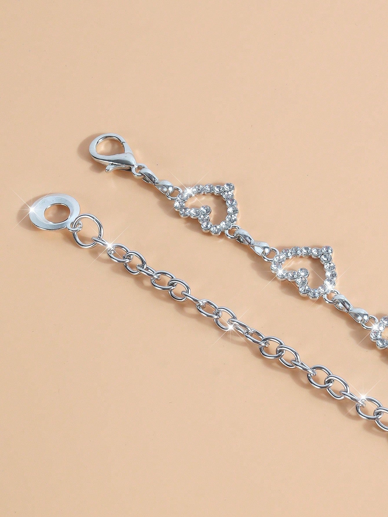 1pc Fashionable Simple Heart Shaped Rhinestone Decorated Alloy Waist Chain For Women Dress