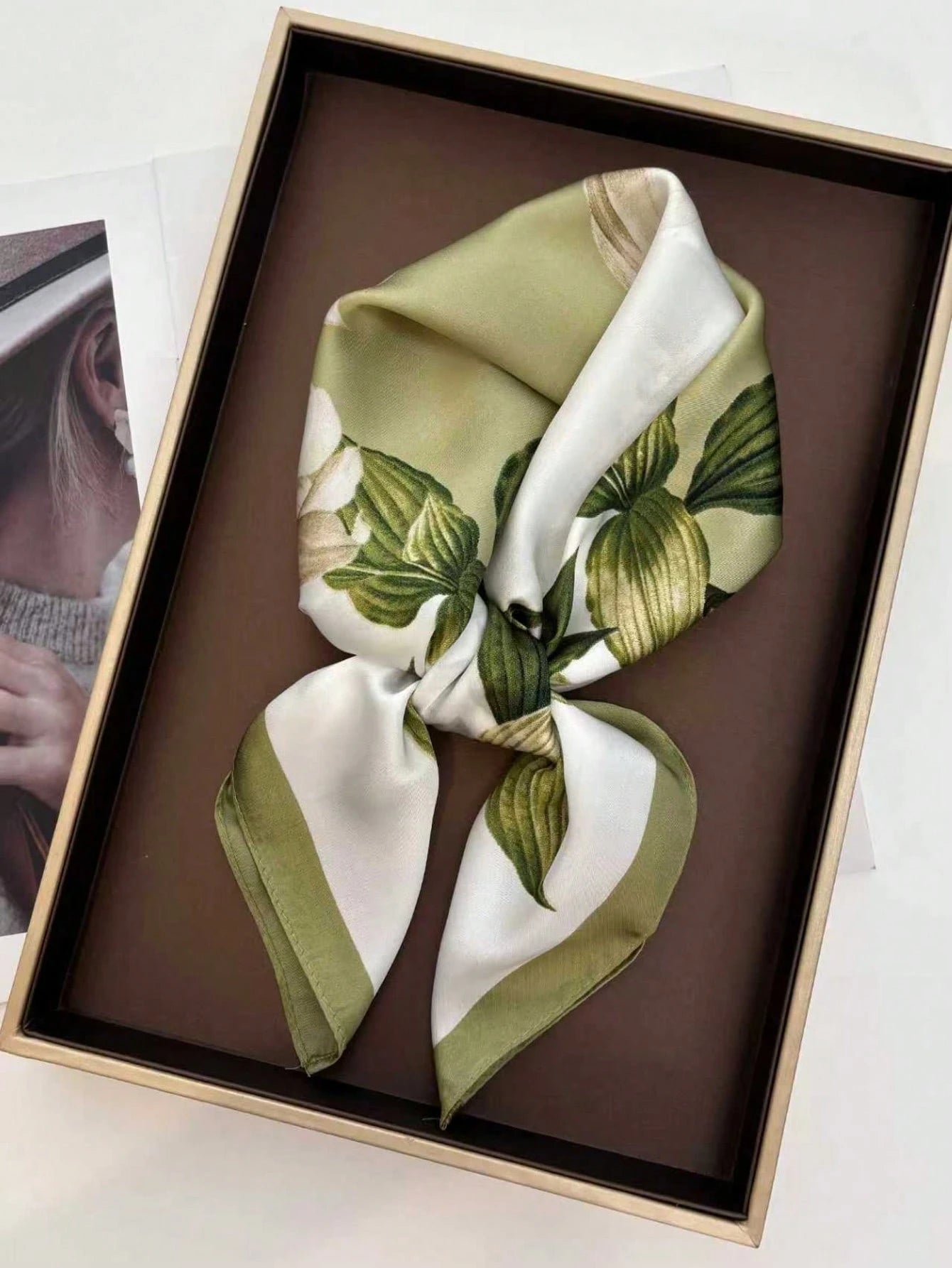 1pc Faux Silk Printed Square Scarf Headband Fashion Multifunctional Small Neck Scarf Suitable For Daily Use
