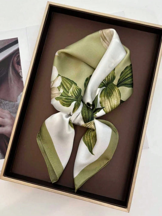 1pc Faux Silk Printed Square Scarf Headband Fashion Multifunctional Small Neck Scarf Suitable For Daily Use