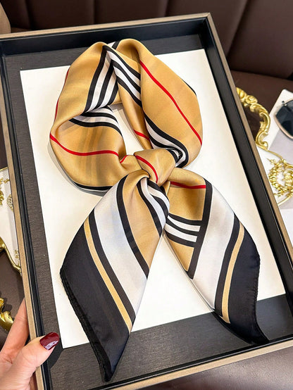1pc Faux Silk Printed Square Scarf Headband Fashion Multifunctional Small Neck Scarf Suitable For Daily Use