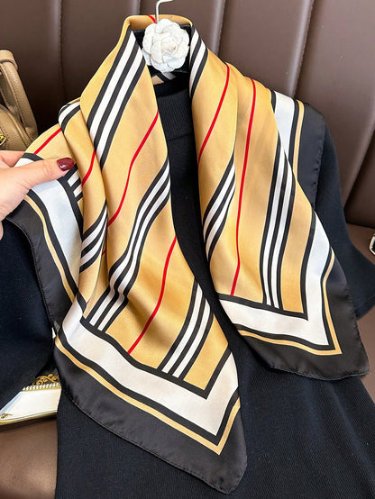 1pc Faux Silk Printed Square Scarf Headband Fashion Multifunctional Small Neck Scarf Suitable For Daily Use