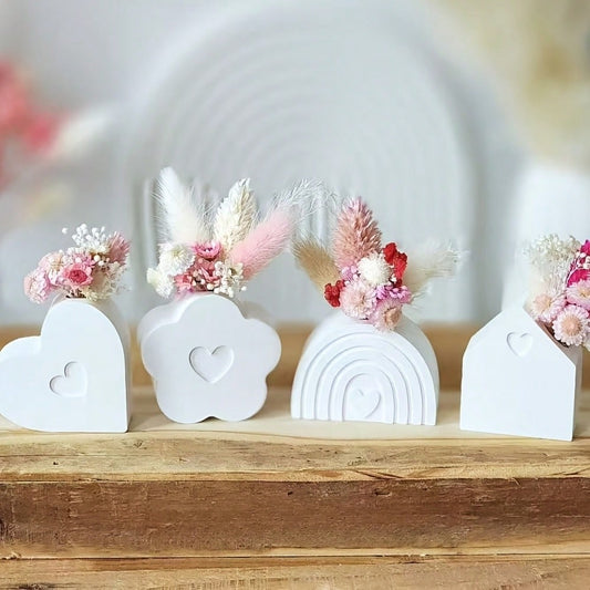 1pc Flower House Heart Rainbow Flower Vase Silicone Mold, Small Vase Decor, Aromatherapy Plaster Mold