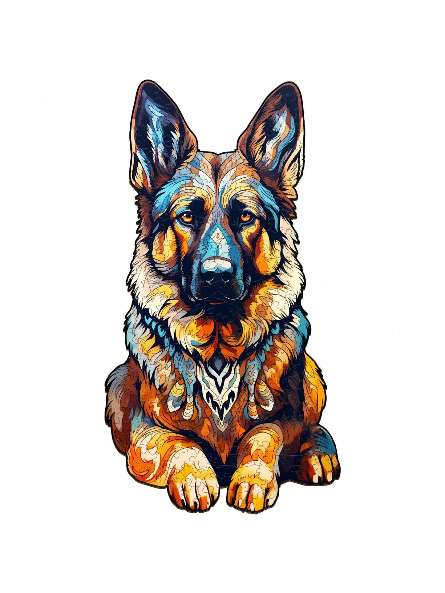 1PC German Shepherd Wooden Irregular Puzzle, Animal-Shaped 2D Jigsaw Toy For Kids And Adults. Educational Game, Great Gift For Party, Holiday, Christmas And Birthday. Unique Magical Desktop Decor & Cr