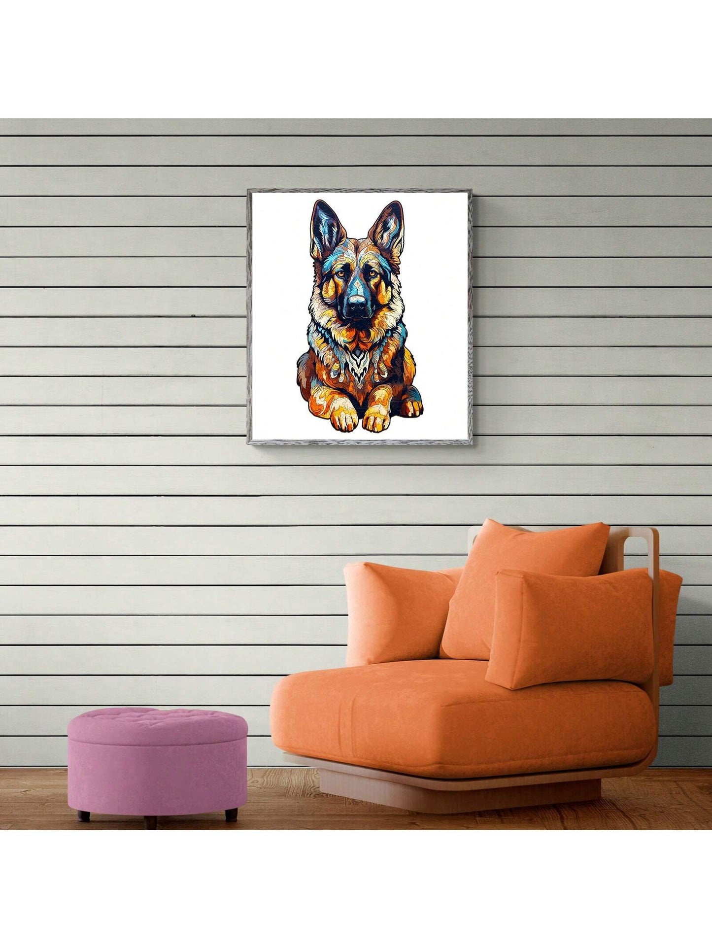 1PC German Shepherd Wooden Irregular Puzzle, Animal-Shaped 2D Jigsaw Toy For Kids And Adults. Educational Game, Great Gift For Party, Holiday, Christmas And Birthday. Unique Magical Desktop Decor & Cr