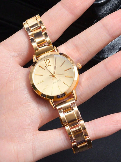 1pc Graduation Digital Small Disc Girls Steel Strap Watch And 1pc Bracelet Jewelry Set For Ladies