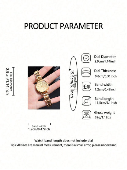 1pc Graduation Digital Small Disc Girls Steel Strap Watch And 1pc Bracelet Jewelry Set For Ladies
