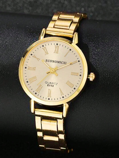 1pc Graduation Digital Small Disc Girls Steel Strap Watch And 1pc Bracelet Jewelry Set For Ladies