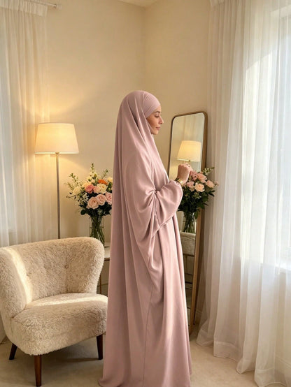 1pc Hijab Khimar, Loose Robe Design With Good Privacy, Premium Jilbab Muslim Women Prayer Headscarf, Islamic Clothing Khimar