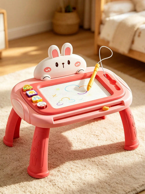 1pc Kids Magnetic Drawing Board, Cartoon Magnetic Board With Magnetic Stamps (Can Be Assembled Into Small Table/Wall/Stand Mode), Colorful Erasable Magnetic Board Toy, Kids Writing Board And Drawing B