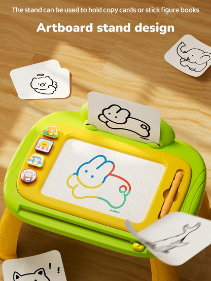 1pc Kids Magnetic Drawing Board, Cartoon Magnetic Board With Magnetic Stamps (Can Be Assembled Into Small Table/Wall/Stand Mode), Colorful Erasable Magnetic Board Toy, Kids Writing Board And Drawing B