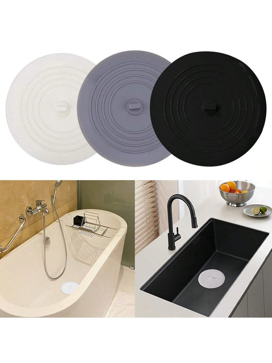 1pc Large Silicone Bathtub Drain Stopper, Hair Catcher, Flat Vacuum Cover, Suitable For Kitchen, Bathroom And Laundry Room, Bathroom Decor, Autumn Decor, Bathroom Accessories, Back To School Season